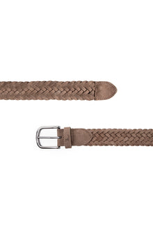 Koyu Vizon Süet Örgü Deri Kemer