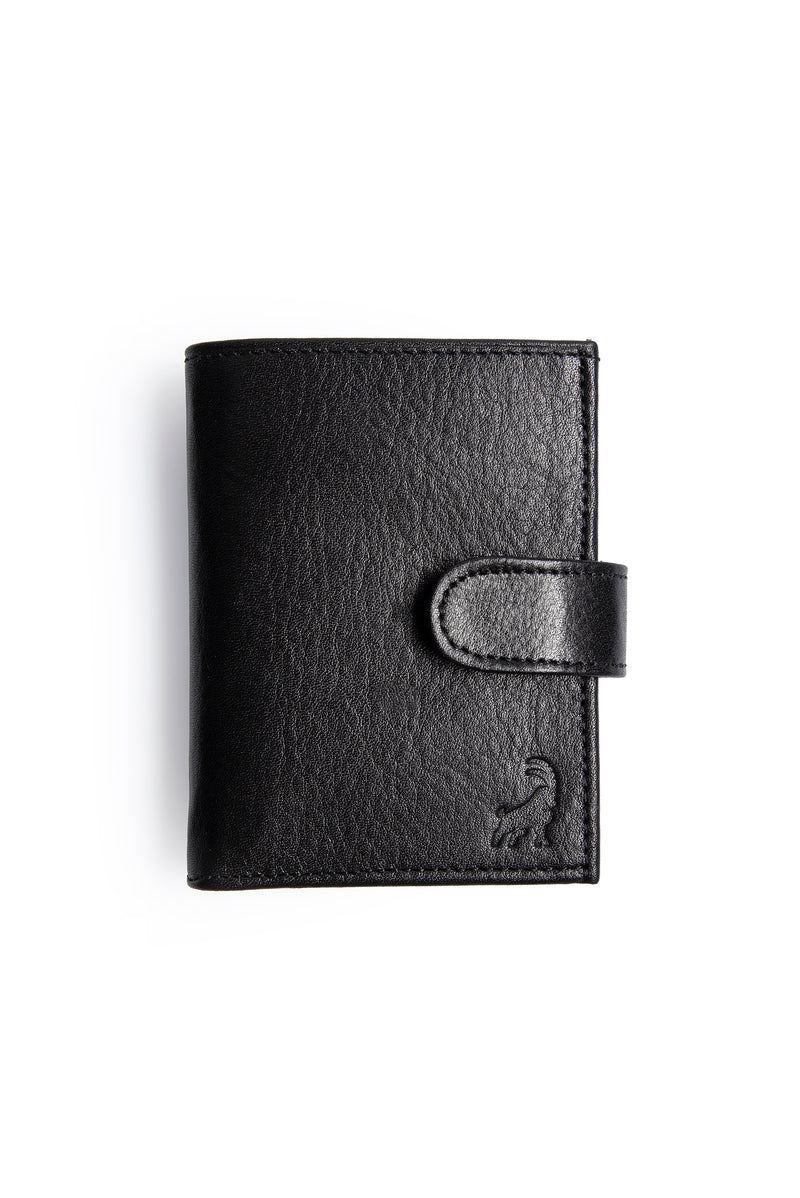 Siyah Çıtçıtlı Dikey Deri Cüzdan