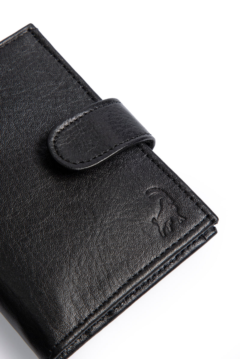 Siyah Çıtçıtlı Dikey Deri Cüzdan
