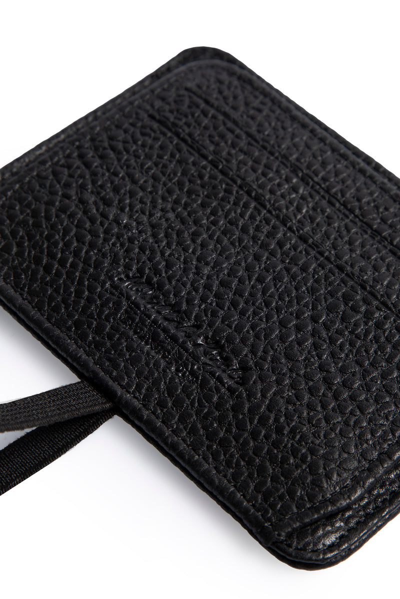 Siyah Lastik Kapamalı Deri Floater Kartlık