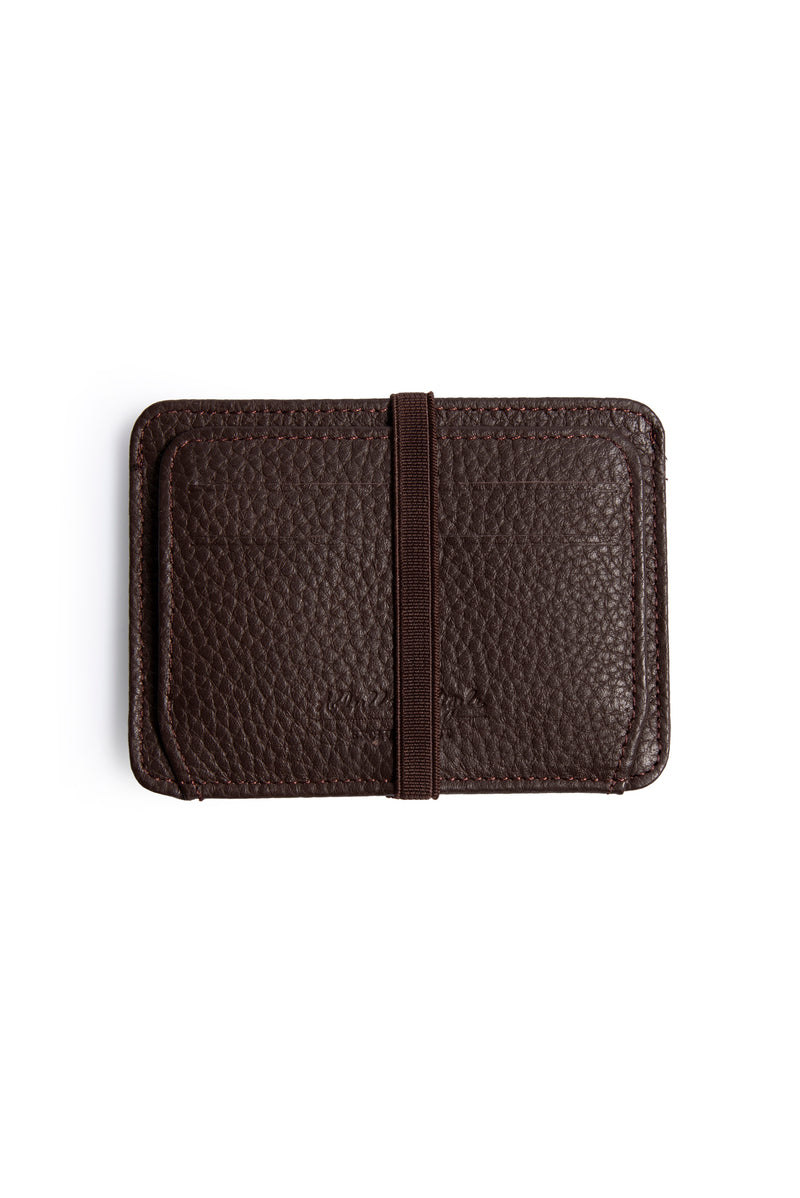 Koyu Kahve Lastik Kapamalı Deri Floater Kartlık