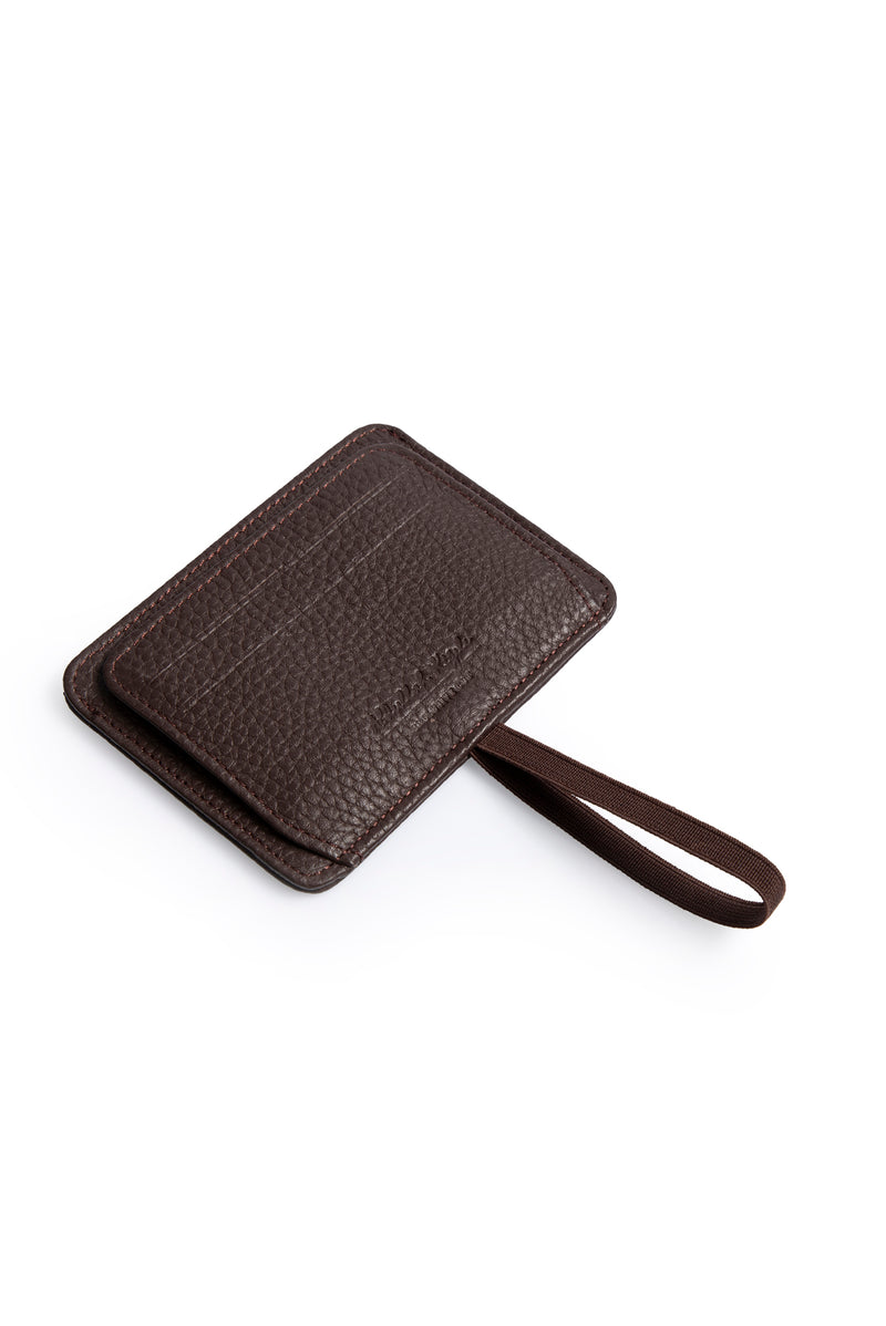 Koyu Kahve Lastik Kapamalı Deri Floater Kartlık