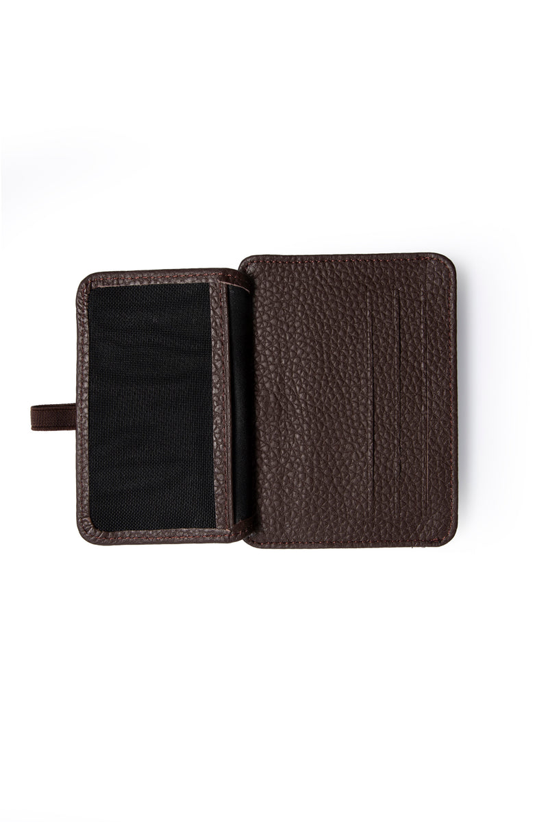 Koyu Kahve Lastik Kapamalı Deri Floater Kartlık