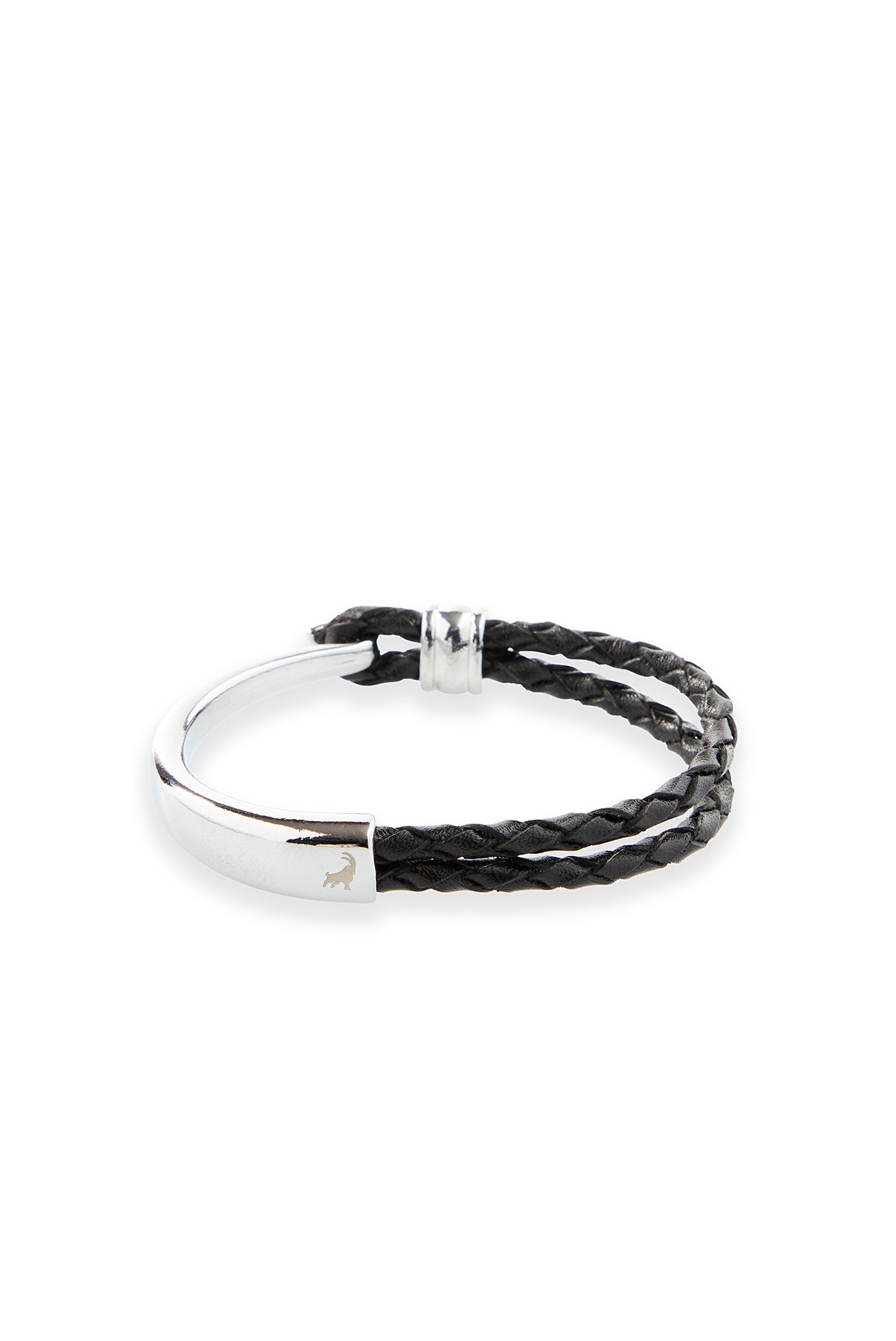 Siyah Yuvarlak Örgü Deri Bileklik-Abdullah Ki??l?