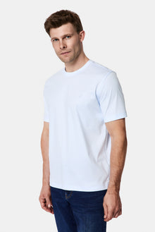 Açık Mavi Bisiklet Yaka Regular Fit Nakışlı %100 Pamuk Basic T-shirt