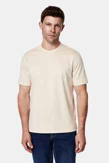 Açık Bej Bisiklet Yaka Regular Fit Nakışlı %100 Pamuk Basic T-shirt