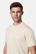 Açık Bej Bisiklet Yaka Regular Fit Nakışlı %100 Pamuk Basic T-shirt