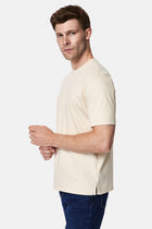 Açık Bej Bisiklet Yaka Regular Fit Nakışlı %100 Pamuk Basic T-shirt
