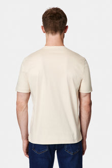 Açık Bej Bisiklet Yaka Regular Fit Nakışlı %100 Pamuk Basic T-shirt