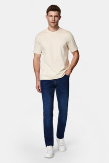 Açık Bej Bisiklet Yaka Regular Fit Nakışlı %100 Pamuk Basic T-shirt
