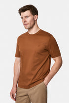 Taba Bisiklet Yaka Regular Fit Nakışlı %100 Pamuk Basic T-shirt