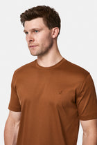 Taba Bisiklet Yaka Regular Fit Nakışlı %100 Pamuk Basic T-shirt