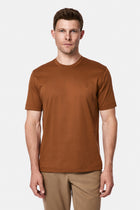 Taba Bisiklet Yaka Regular Fit Nakışlı %100 Pamuk Basic T-shirt