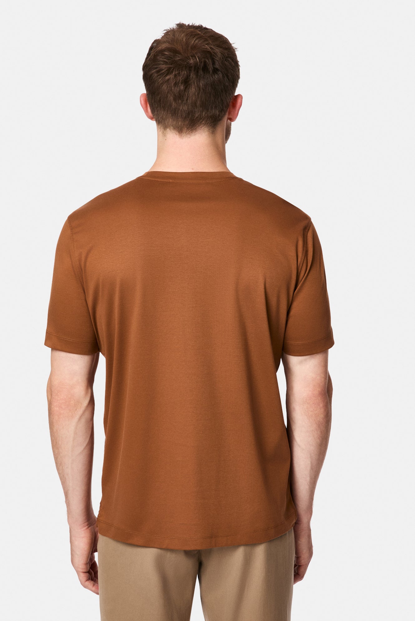 Taba Bisiklet Yaka Regular Fit Nakışlı %100 Pamuk Basic T-shirt