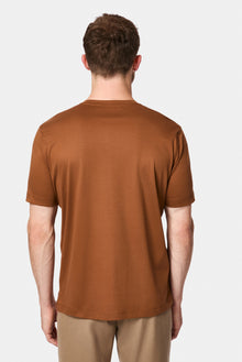 Taba Bisiklet Yaka Regular Fit Nakışlı %100 Pamuk Basic T-shirt