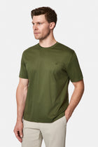 Orta Haki Bisiklet Yaka Regular Fit Nakışlı %100 Pamuk Basic T-shirt