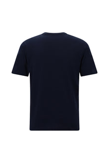Lacivert Bisiklet Yaka Regular Fit Nakışlı Pamuklu T-shirt