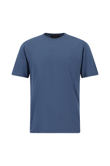 İndigo Bisiklet Yaka Regular Fit Nakışlı Modal Karışımlı T-shirt