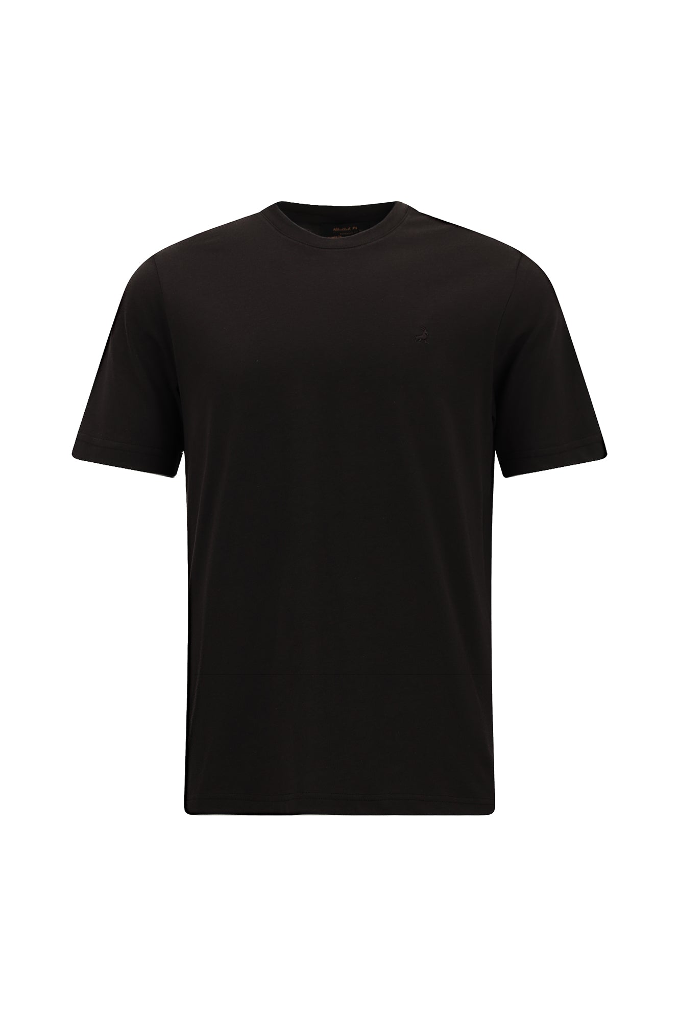 Koyu Kahve Bisiklet Yaka Regular Fit Nakışlı Pamuklu T-shirt