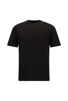 Koyu Kahve Bisiklet Yaka Regular Fit Nakışlı Pamuklu T-shirt