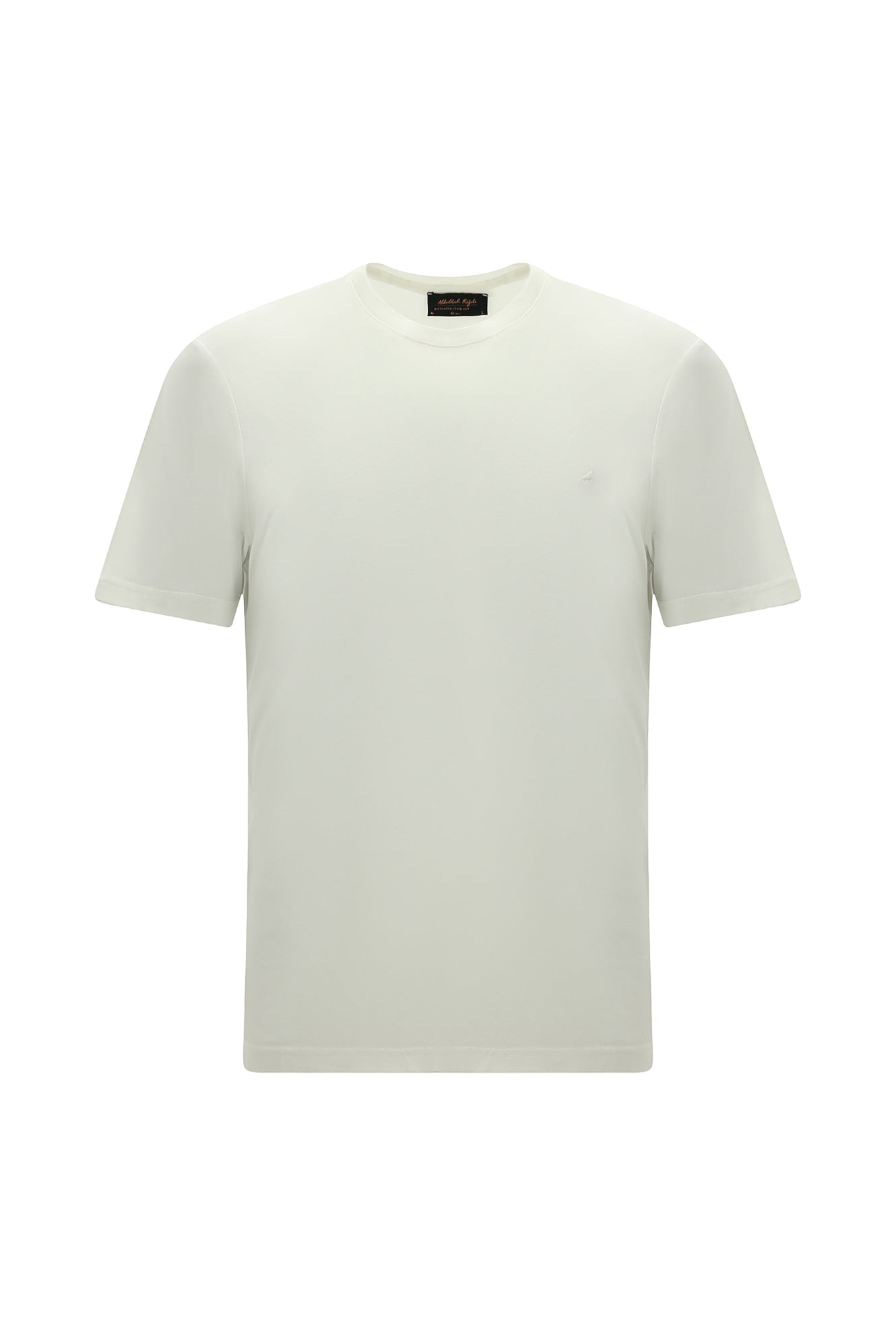 Kırık Beyaz Bisiklet Yaka Regular Fit Nakışlı Pamuklu T-shirt
