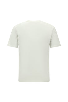 Kırık Beyaz Bisiklet Yaka Regular Fit Nakışlı Pamuklu T-shirt
