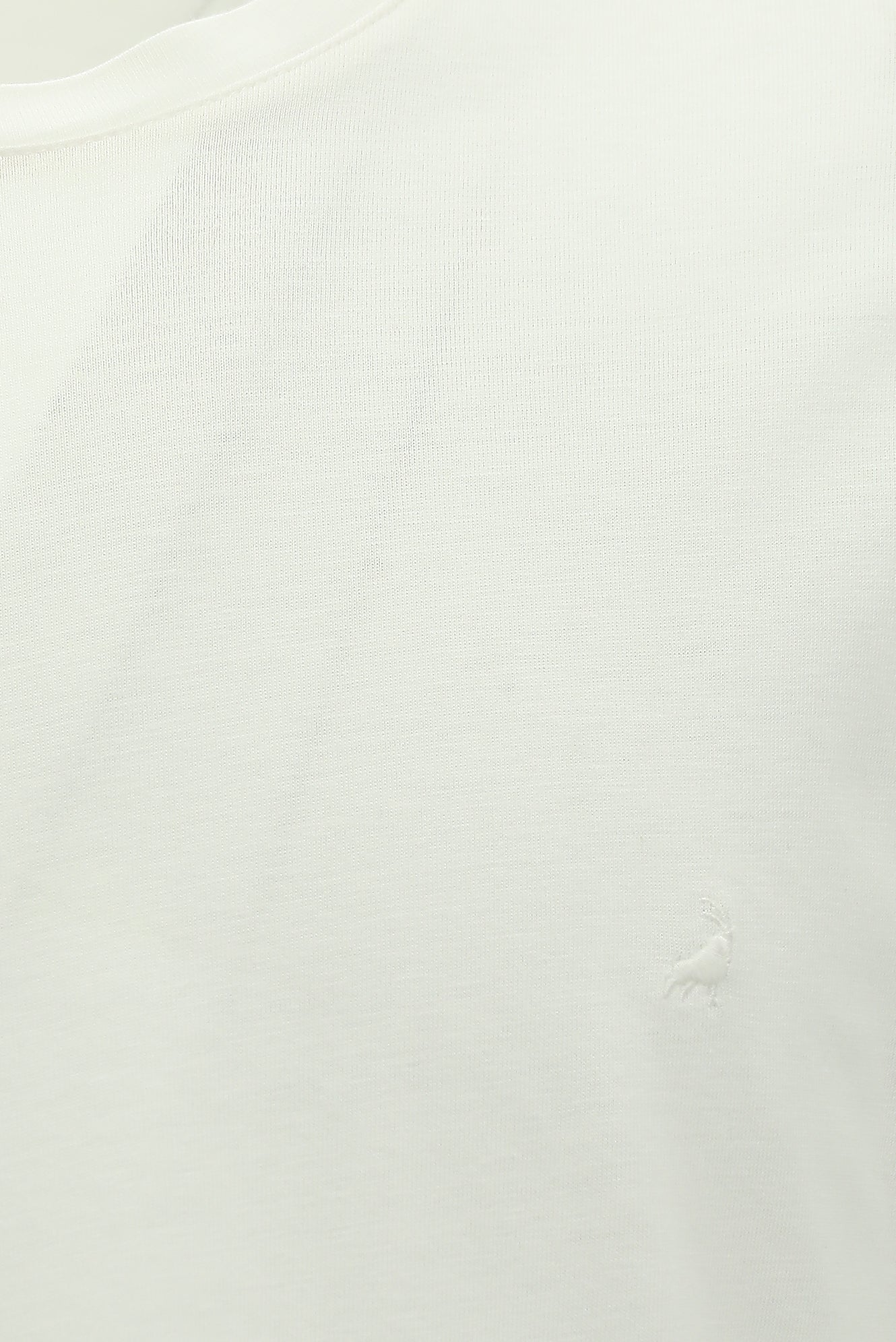 Kırık Beyaz Bisiklet Yaka Regular Fit Nakışlı Pamuklu T-shirt