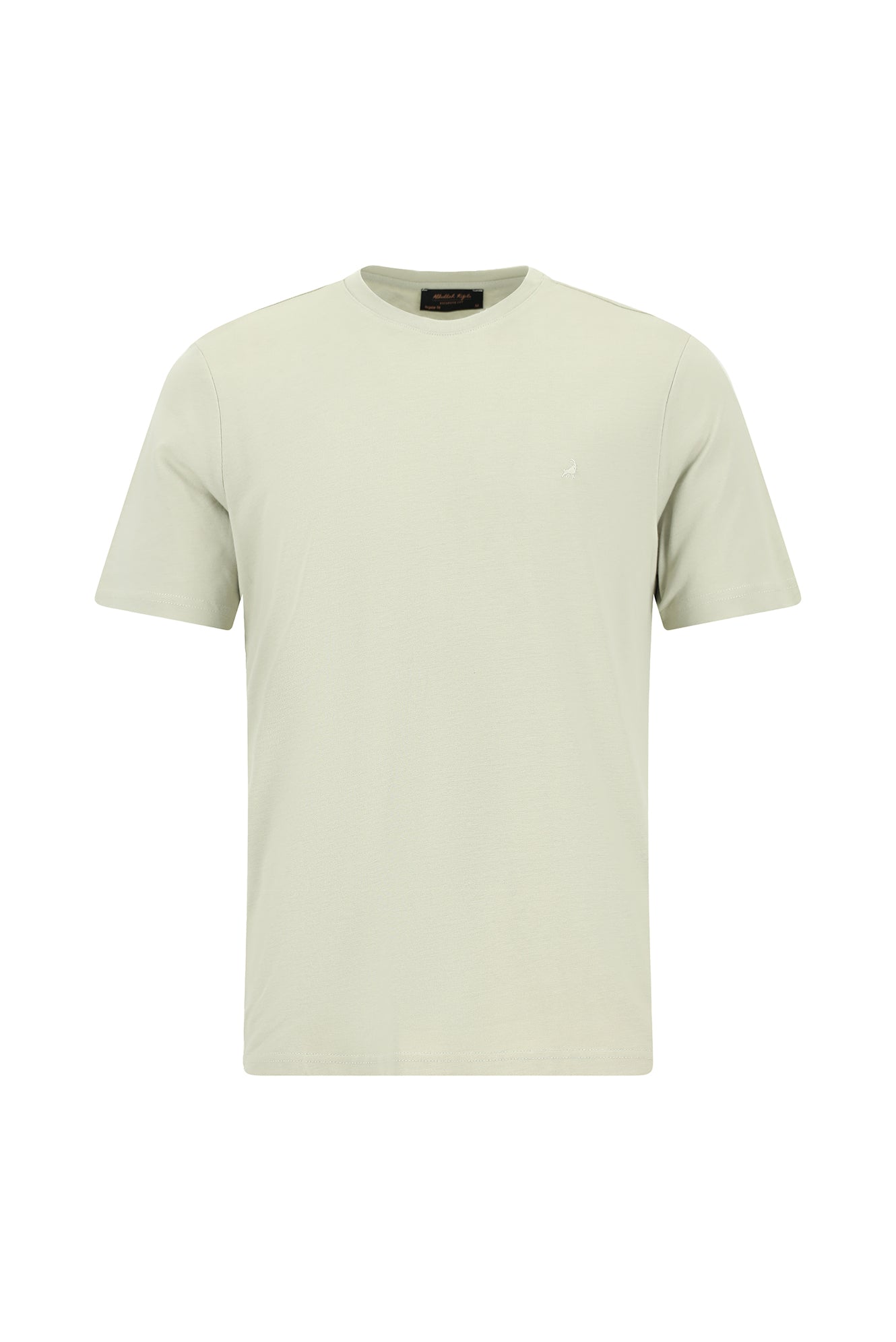 Küf Yeşili Bisiklet Yaka Regular Fit Nakışlı Modal Karışımlı T-shirt