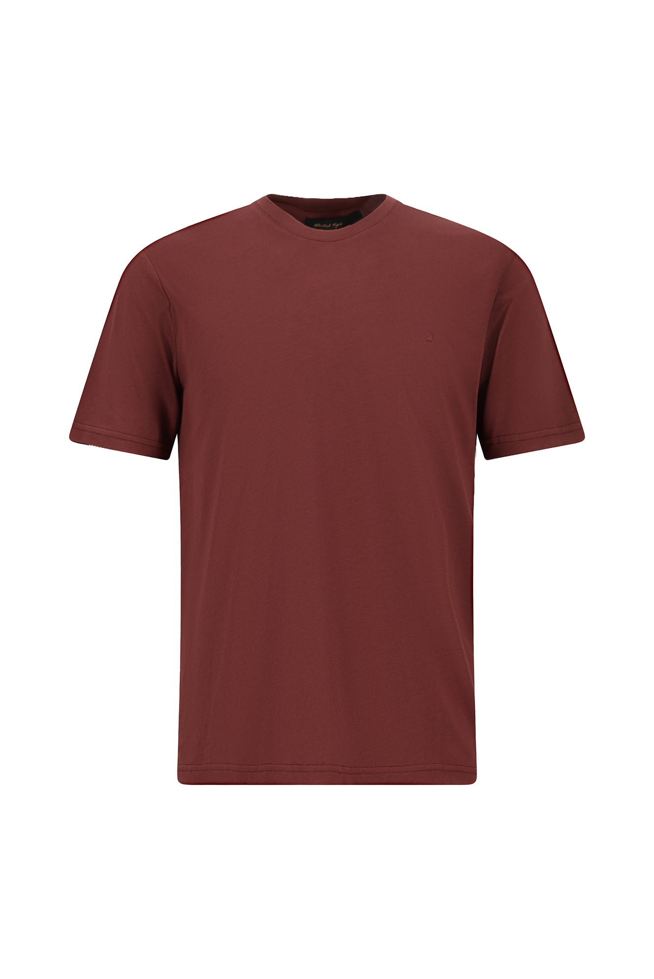 Koyu Bordo Bisiklet Yaka Regular Fit Nakışlı Pamuklu T-shirt
