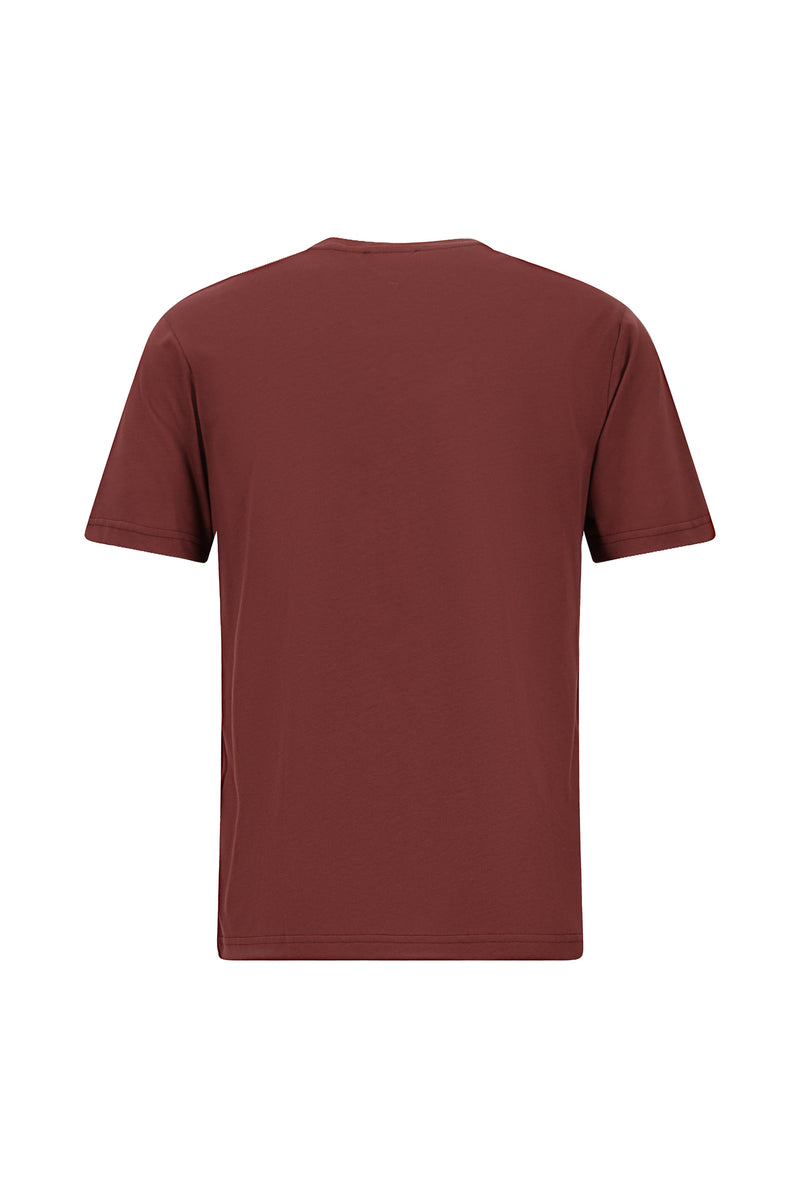 Koyu Bordo Bisiklet Yaka Regular Fit Nakışlı Pamuklu T-shirt