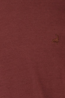 Koyu Bordo Bisiklet Yaka Regular Fit Nakışlı Pamuklu T-shirt