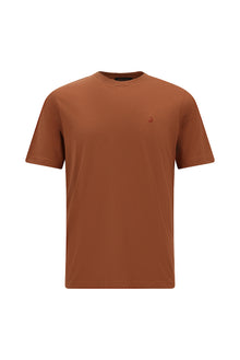 Kiremit Bisiklet Yaka Regular Fit Nakışlı Pamuklu T-shirt