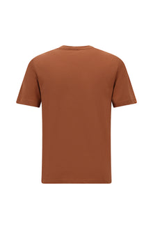 Kiremit Bisiklet Yaka Regular Fit Nakışlı Pamuklu T-shirt