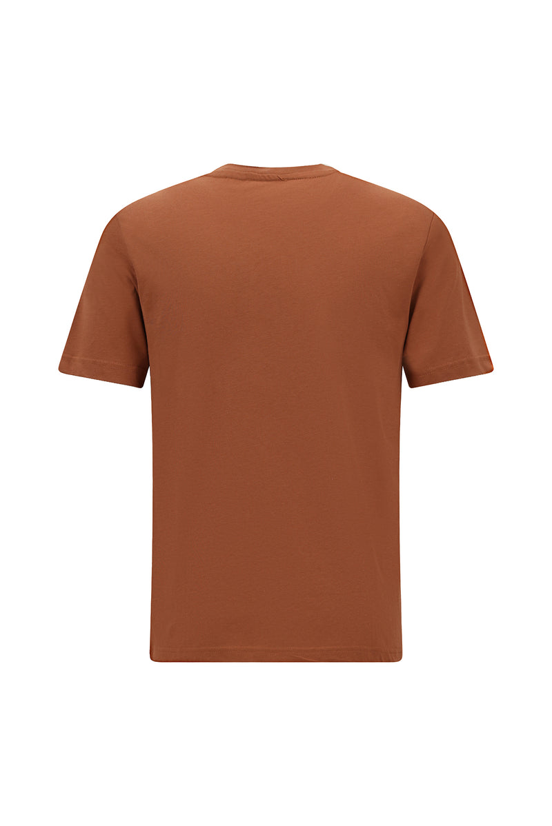 Kiremit Bisiklet Yaka Regular Fit Nakışlı Pamuklu T-shirt
