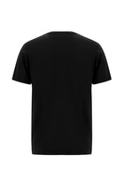 Siyah Bisiklet Yaka Regular Fit Nakışlı Merserize Pamuk T-shirt