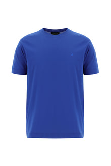 İndigo Bisiklet Yaka Regular Fit Nakışlı Merserize Pamuk T-shirt