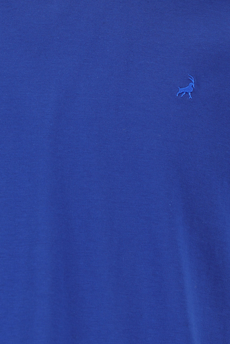 İndigo Bisiklet Yaka Regular Fit Nakışlı Merserize Pamuk T-shirt