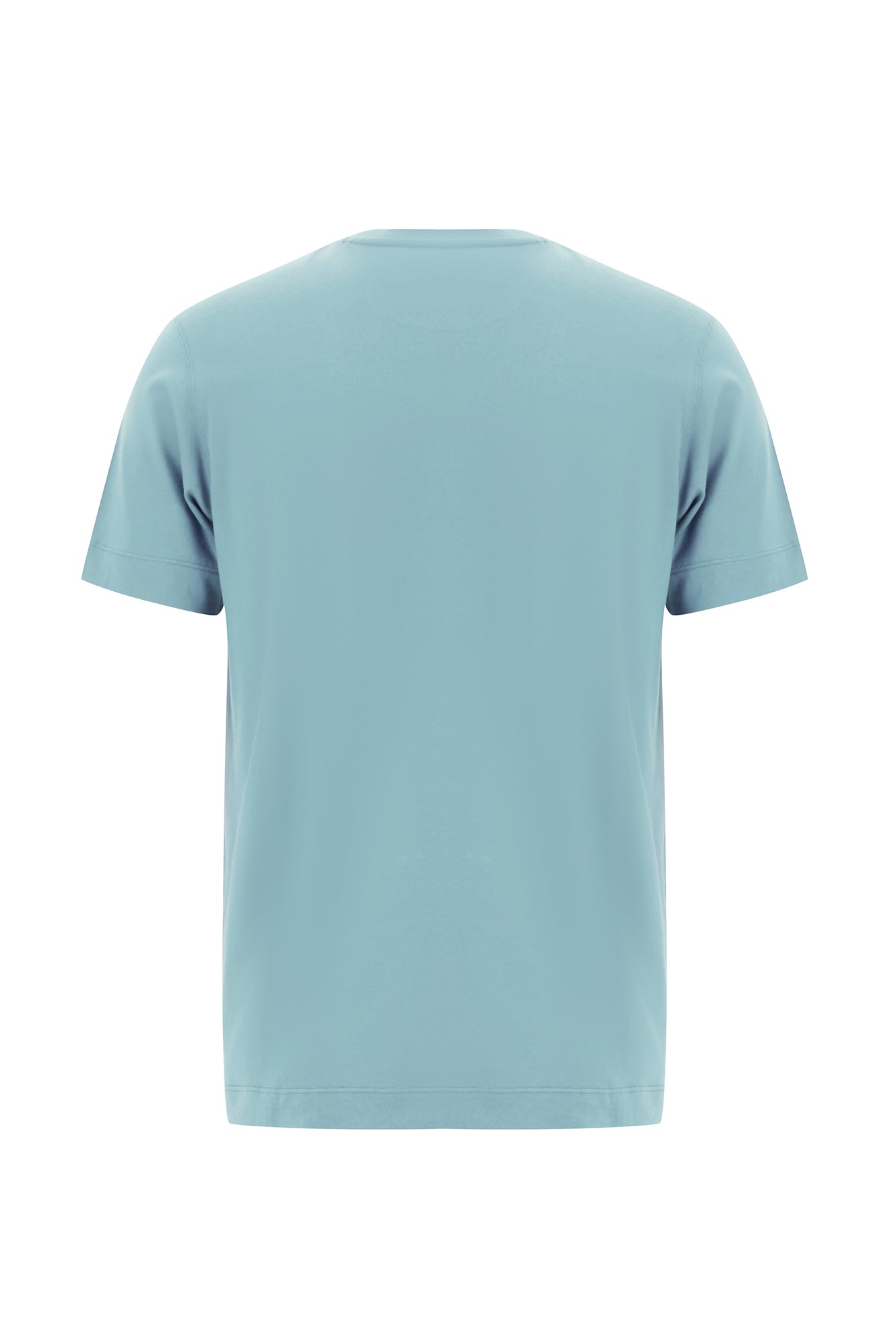 Açık Petrol Bisiklet Yaka Regular Fit Nakışlı Merserize Pamuk T-shirt