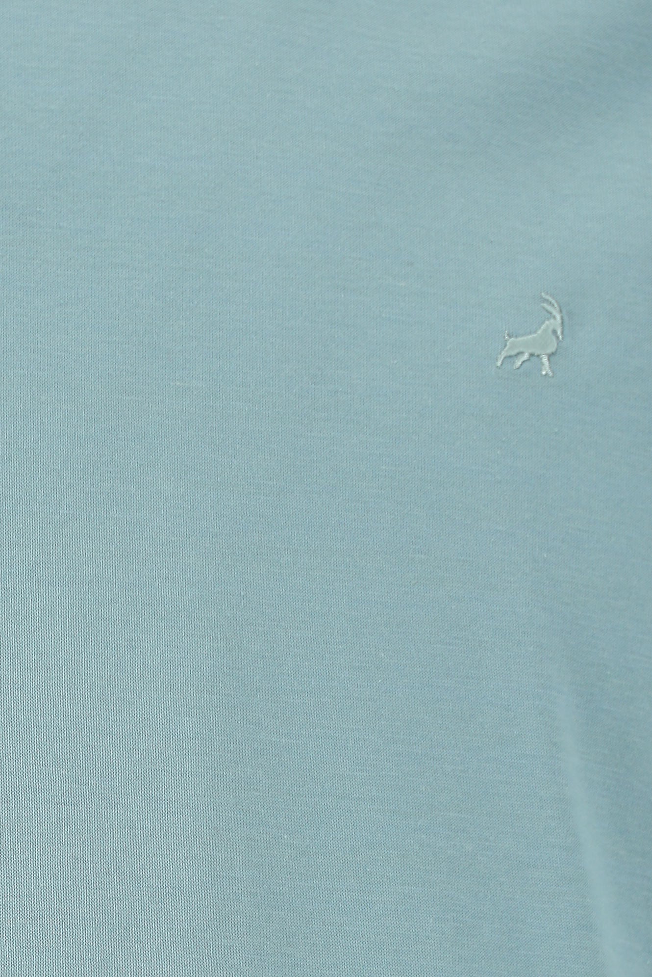 Açık Petrol Bisiklet Yaka Regular Fit Nakışlı Merserize Pamuk T-shirt