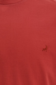Gül Kurusu Bisiklet Yaka Regular Fit Nakışlı Merserize Pamuk T-shirt