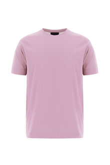 Lila Bisiklet Yaka Regular Fit Nakışlı Merserize Pamuk T-shirt