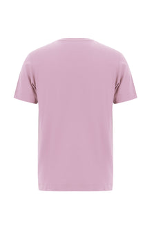 Lila Bisiklet Yaka Regular Fit Nakışlı Merserize Pamuk T-shirt