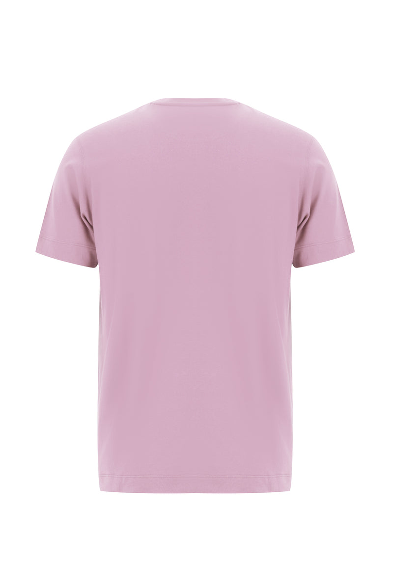 Lila Bisiklet Yaka Regular Fit Nakışlı Merserize Pamuk T-shirt