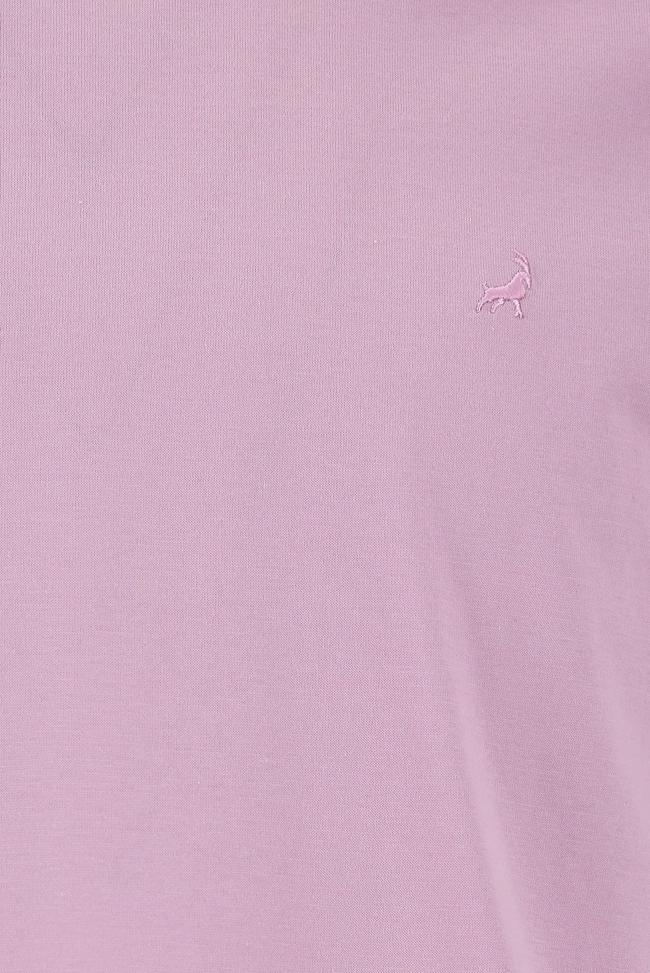 Lila Bisiklet Yaka Regular Fit Nakışlı Merserize Pamuk T-shirt