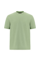 Çağla Yeşili Bisiklet Yaka Regular Fit Nakışlı Merserize Pamuk T-shirt