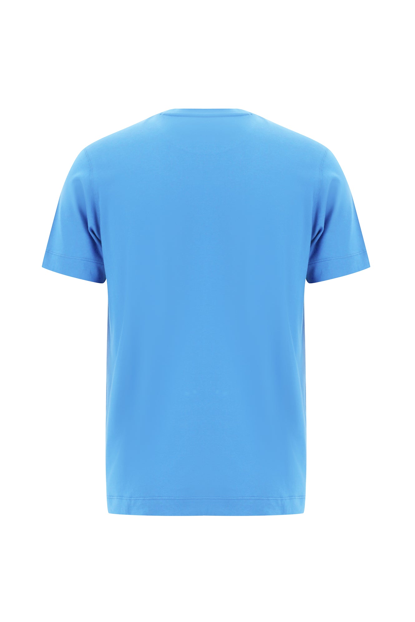 Orta Turkuaz Bisiklet Yaka Regular Fit Nakışlı Merserize Pamuk T-shirt