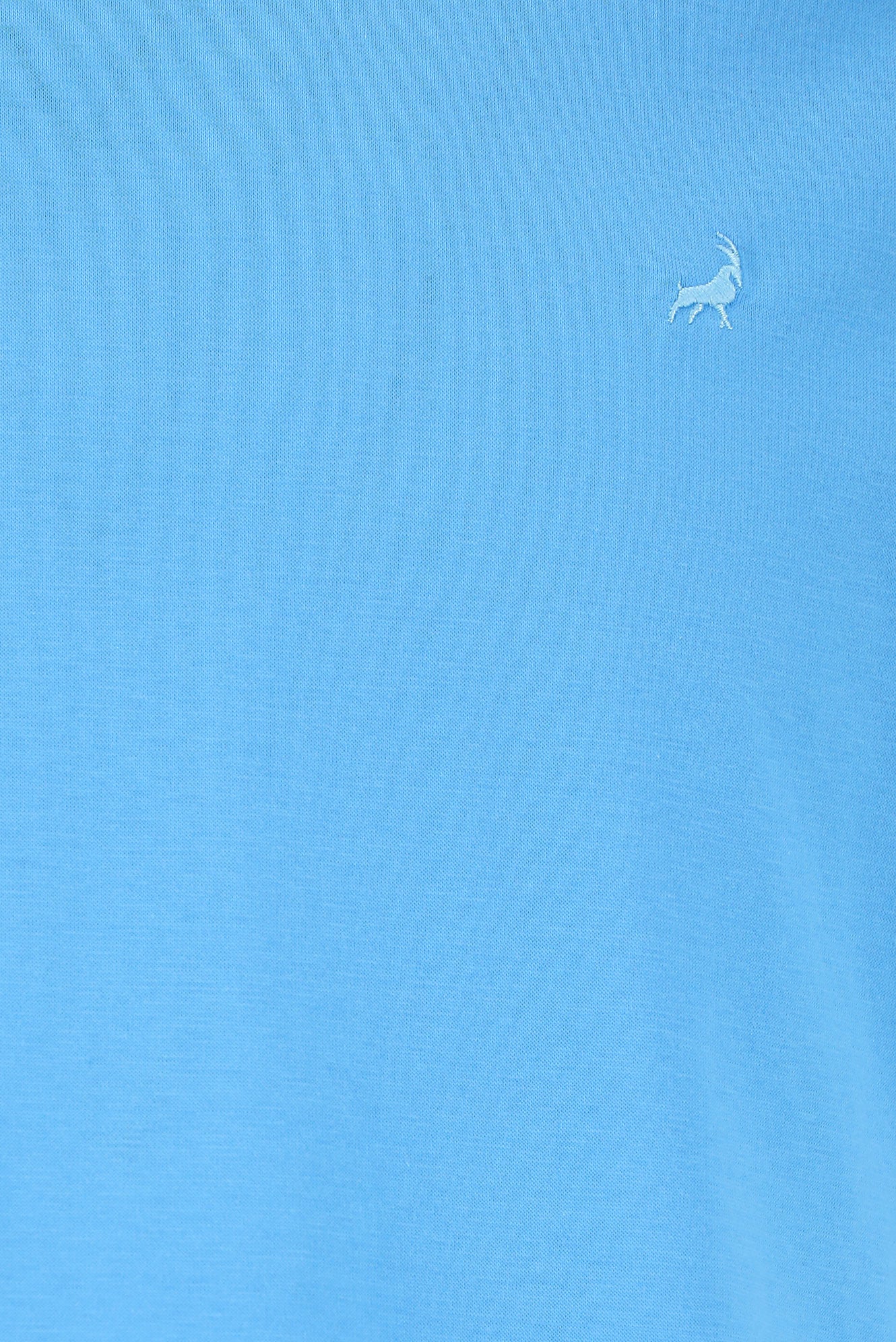 Orta Turkuaz Bisiklet Yaka Regular Fit Nakışlı Merserize Pamuk T-shirt
