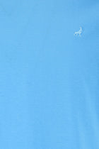Orta Turkuaz Bisiklet Yaka Regular Fit Nakışlı Merserize Pamuk T-shirt