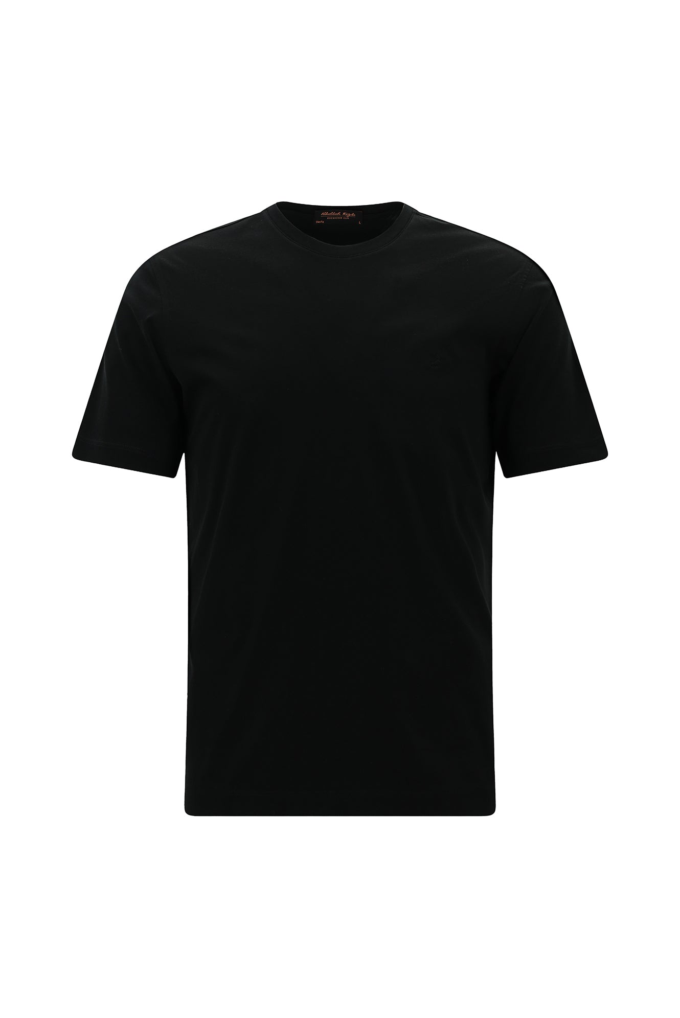 Siyah Bisiklet Yaka Slim Fit Dar Kesim Nakışlı Pamuk T-shirt