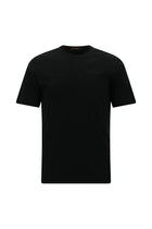 Siyah Bisiklet Yaka Slim Fit Dar Kesim Nakışlı Pamuk T-shirt